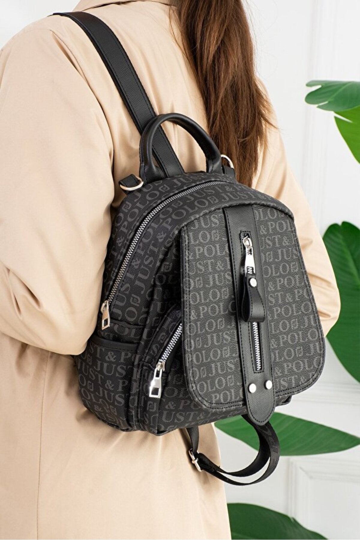 Kadın Monogram Baskılı Sırt Ve Omuz Çantası Günlük Kullanım Ve Omuz Çantası - Kurtuluş Çanta