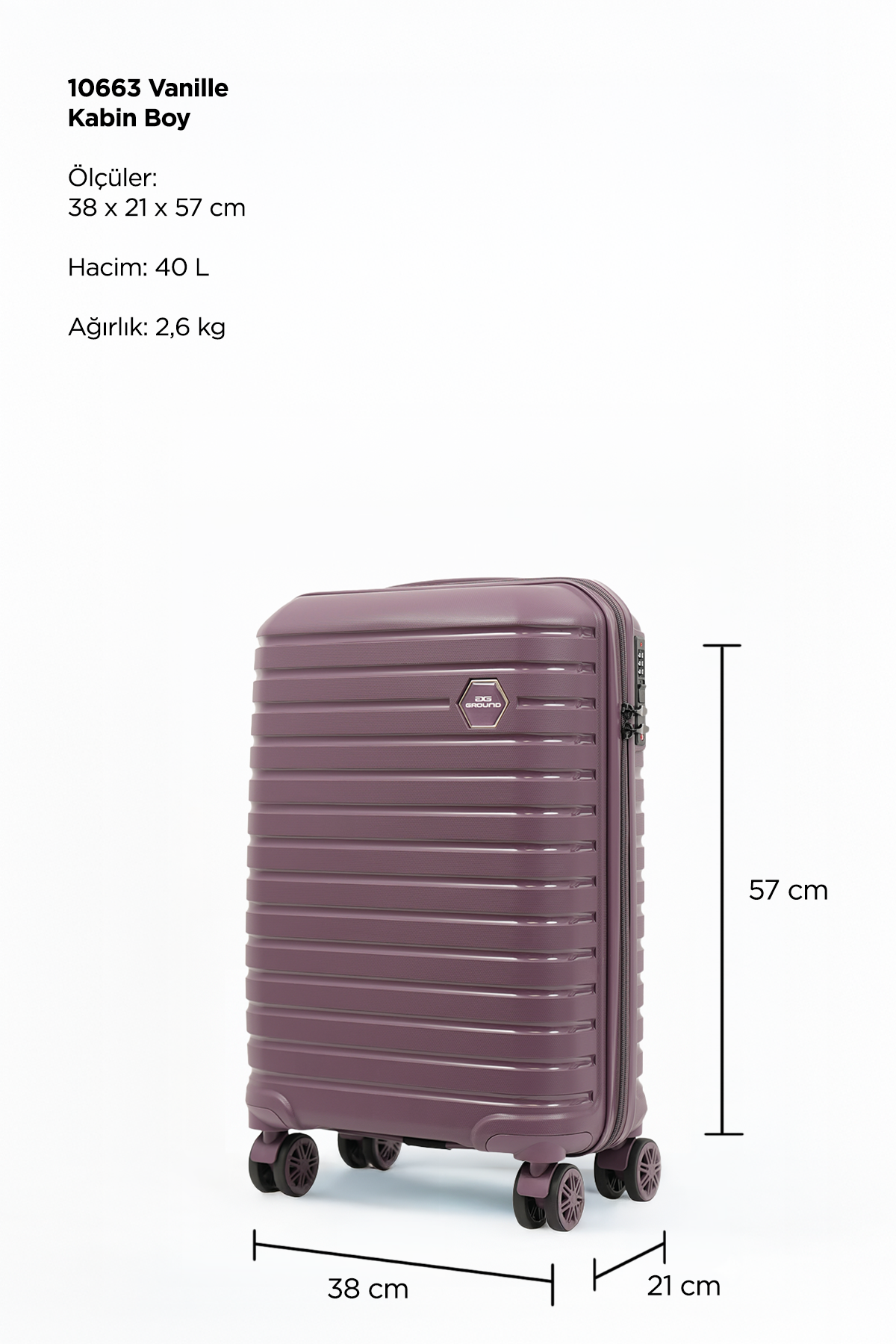 GROUND 10663 Vanille Gar Polipropilen 3’lü Valiz Seti