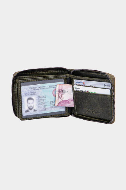 Grande 722 Erkek Fermuarlı Deri Cüzdan