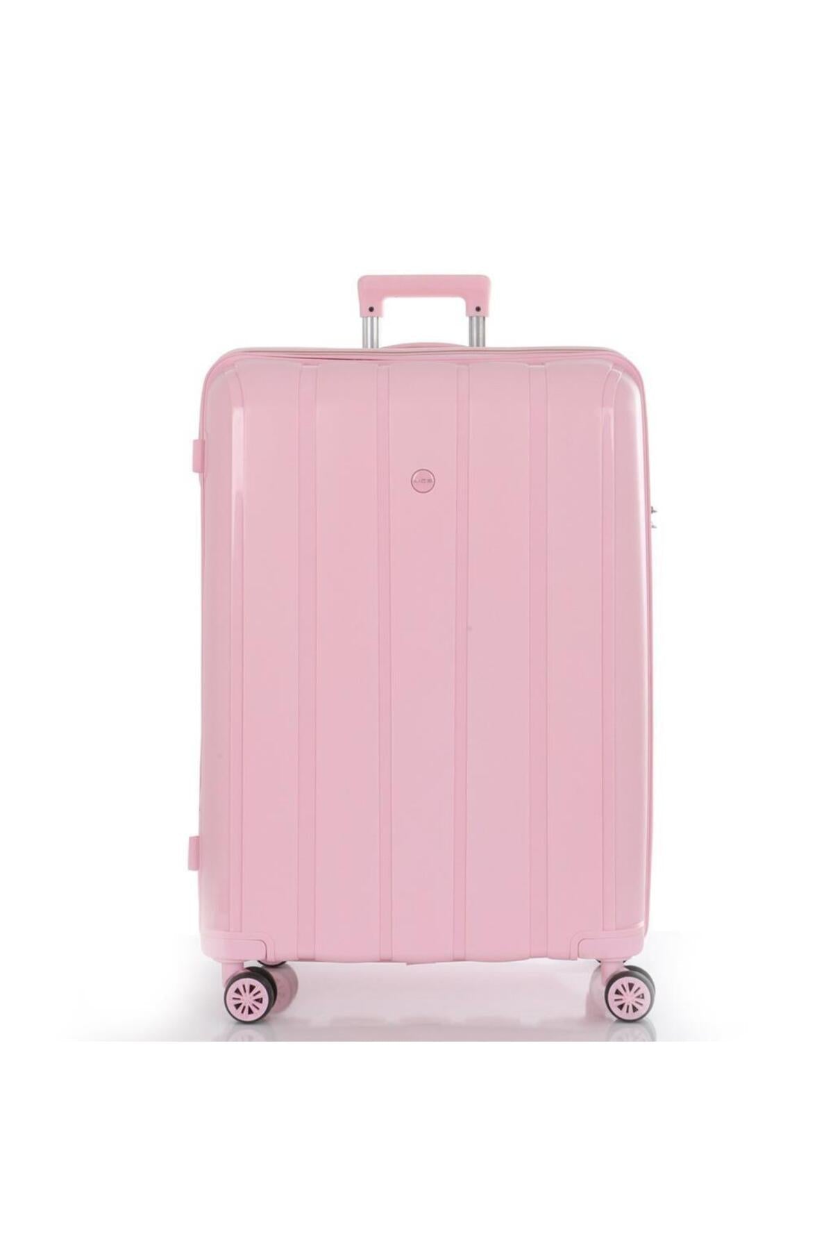 Bavul Büyük ve Kabin 2li Set Kırılmaz Silikon Valiz V305 Pudra - Kurtuluş Çanta