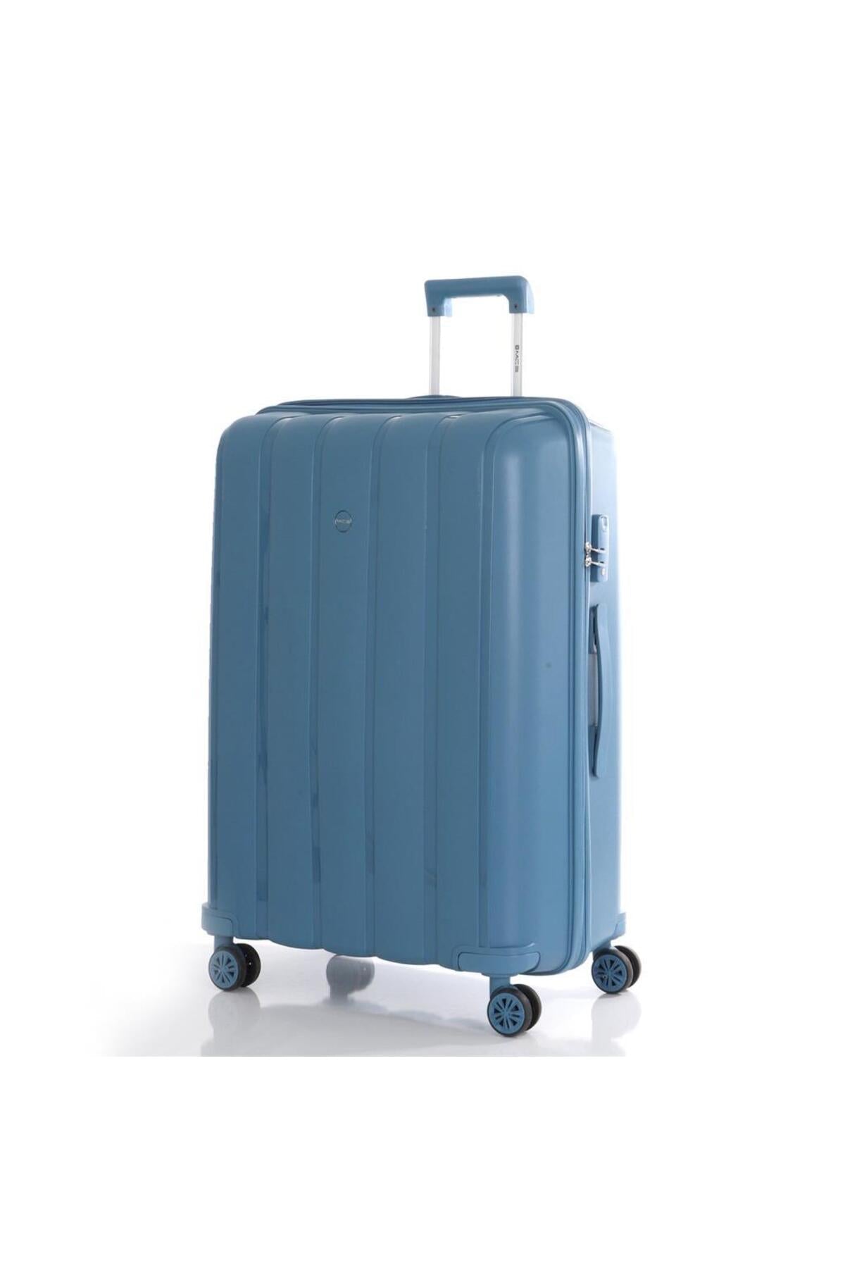 Bavul Büyük ve Kabin 2li Set Kırılmaz Silikon Valiz V305 SkyBlue - Kurtuluş Çanta