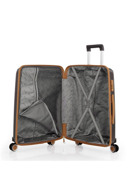 Bavul Büyük ve Kabin 2li Set Silikon Valiz V305 Kahve/Şamp - Kurtuluş Çanta