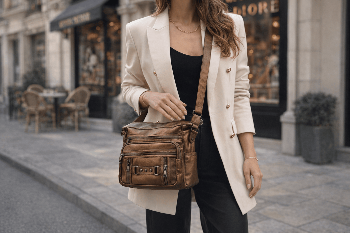 Kadın Bakır Dokuz Gözlü Yumuşak Deri Çapraz Çanta - Kurtuluş Çanta