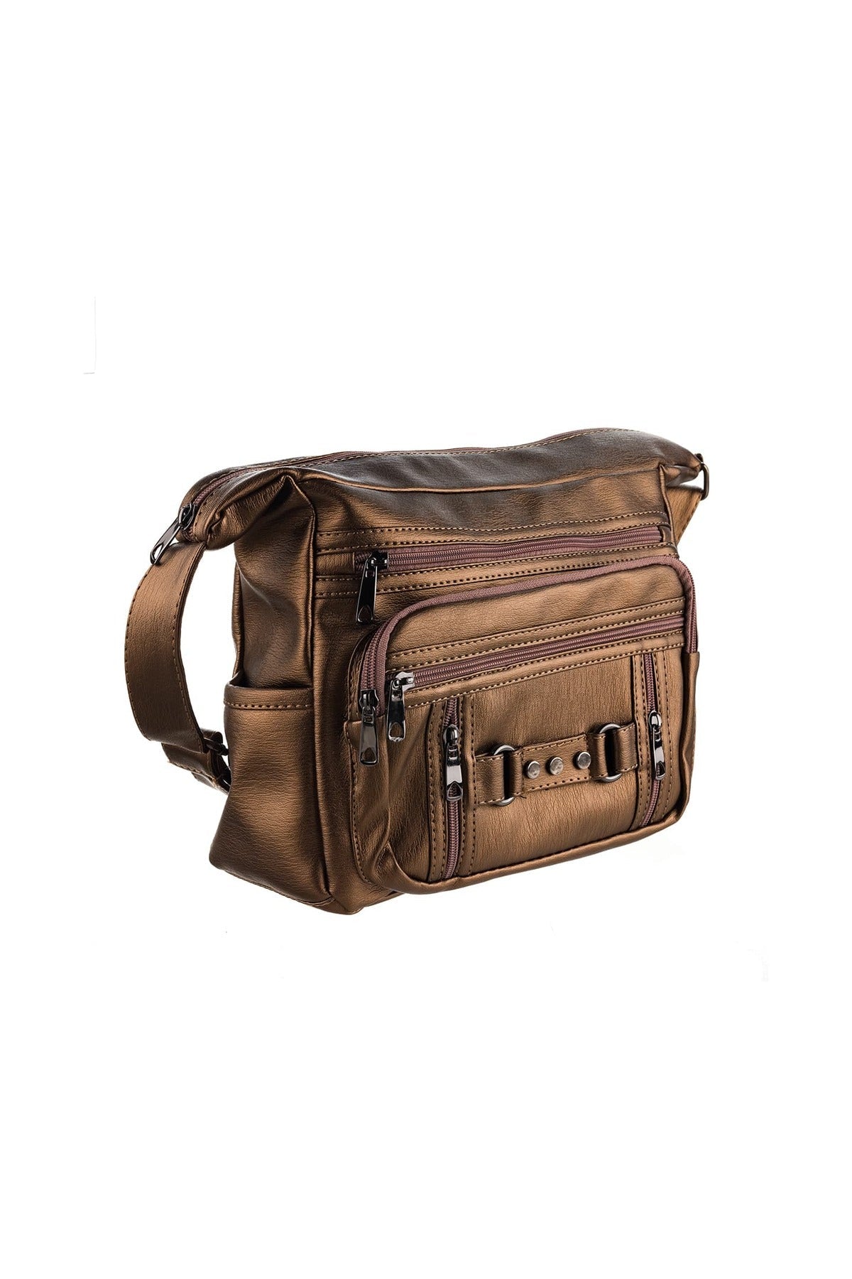 Kadın Bakır Dokuz Gözlü Yumuşak Deri Çapraz Çanta - Kurtuluş Çanta