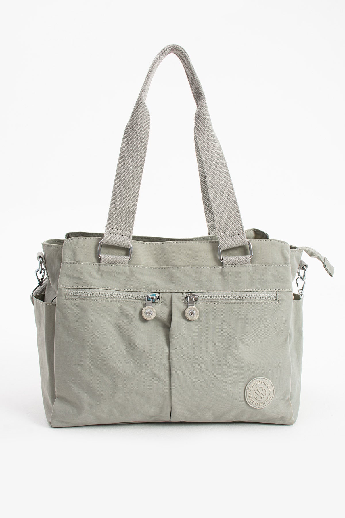 Kadın Büyük Boy Açık Gri Renkli Bölmeli Suya Dayanıklı Krinkıl Kumaş Çapraz Ve Omuz Askılı Çanta - Kurtuluş Çanta