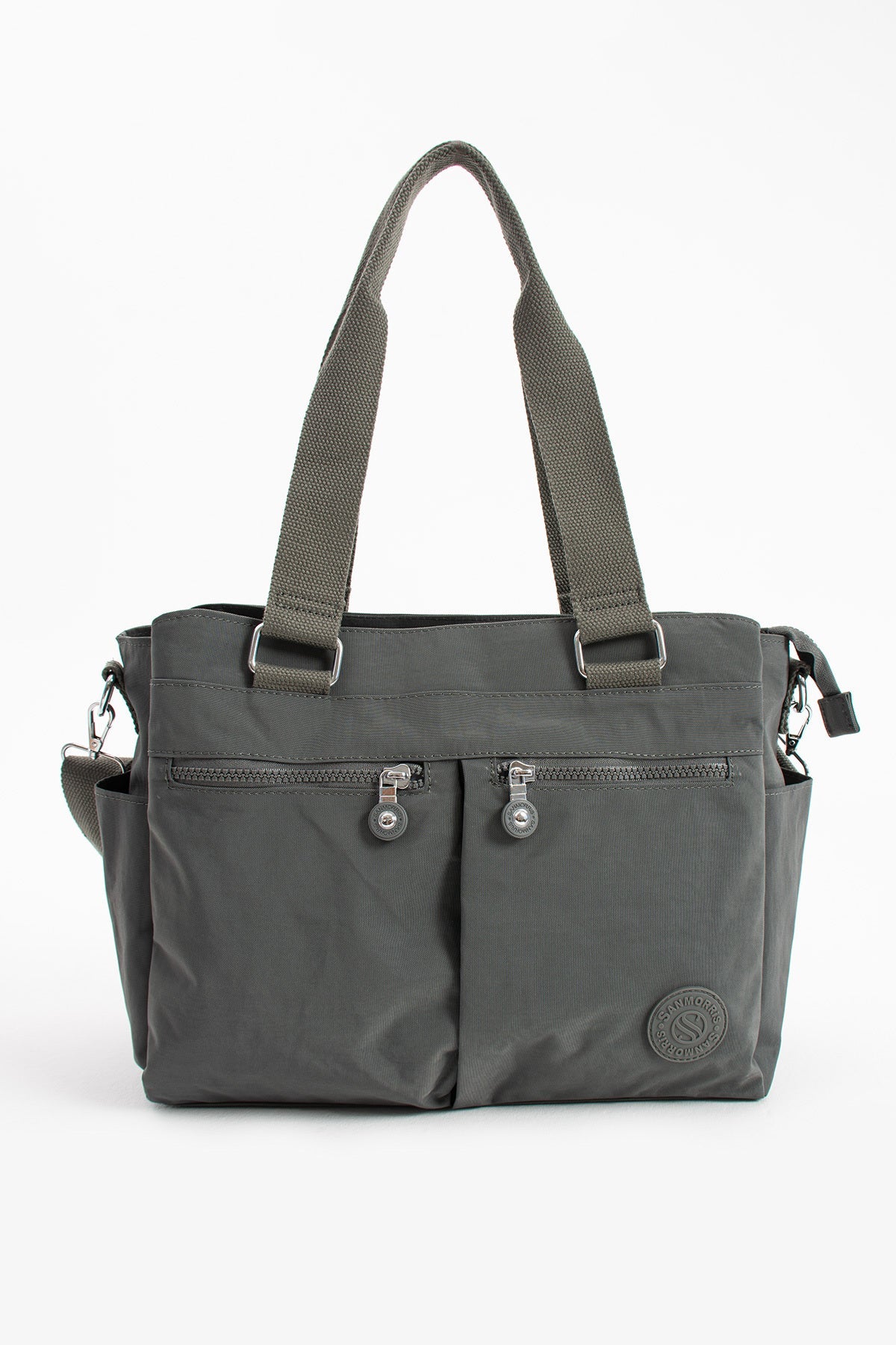 Kadın Büyük Boy Bölmeli Suya Dayanıklı Krinkıl Kumaş Çapraz Ve Omuz Askılı Koyu Gri Renkli Çanta - Kurtuluş Çanta