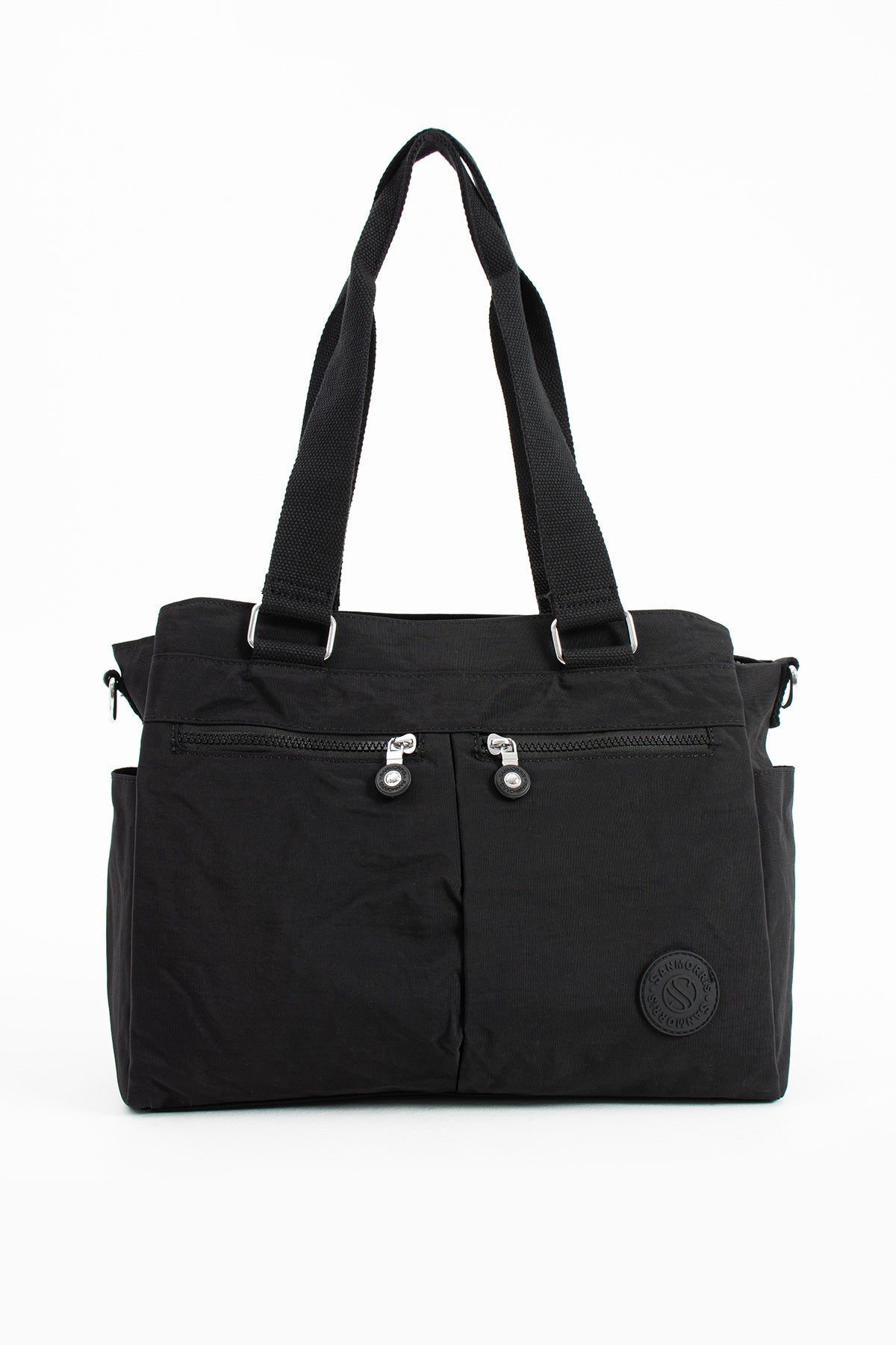 Kadın Büyük Boy Siyah Renkli Bölmeli Suya Dayanıklı Krinkıl Kumaş Çapraz Ve Omuz Askılı Çanta - Kurtuluş Çanta