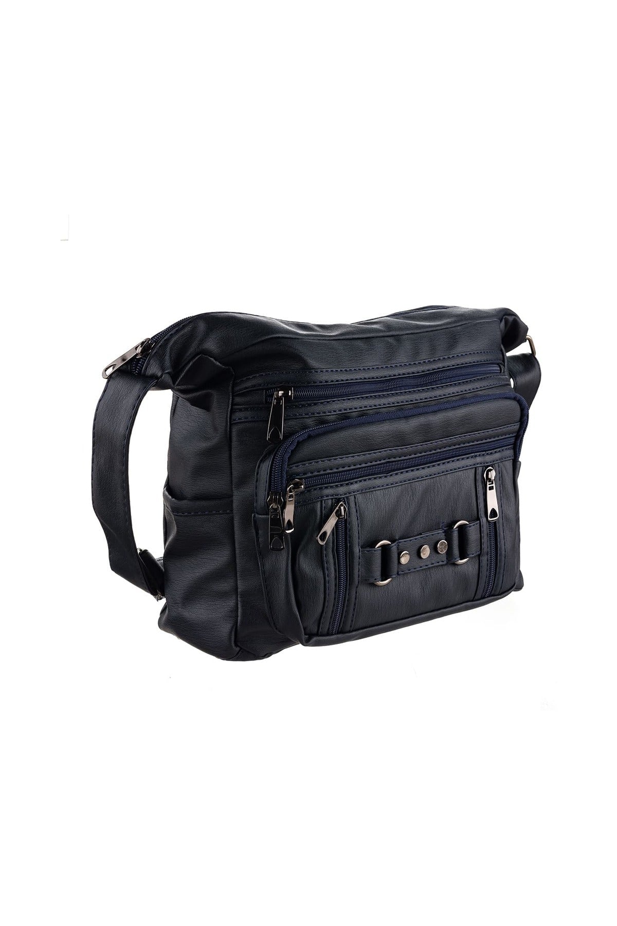 Kadın Lacivert Dokuz Gözlü Yumuşak Deri Çapraz Çanta - Kurtuluş Çanta