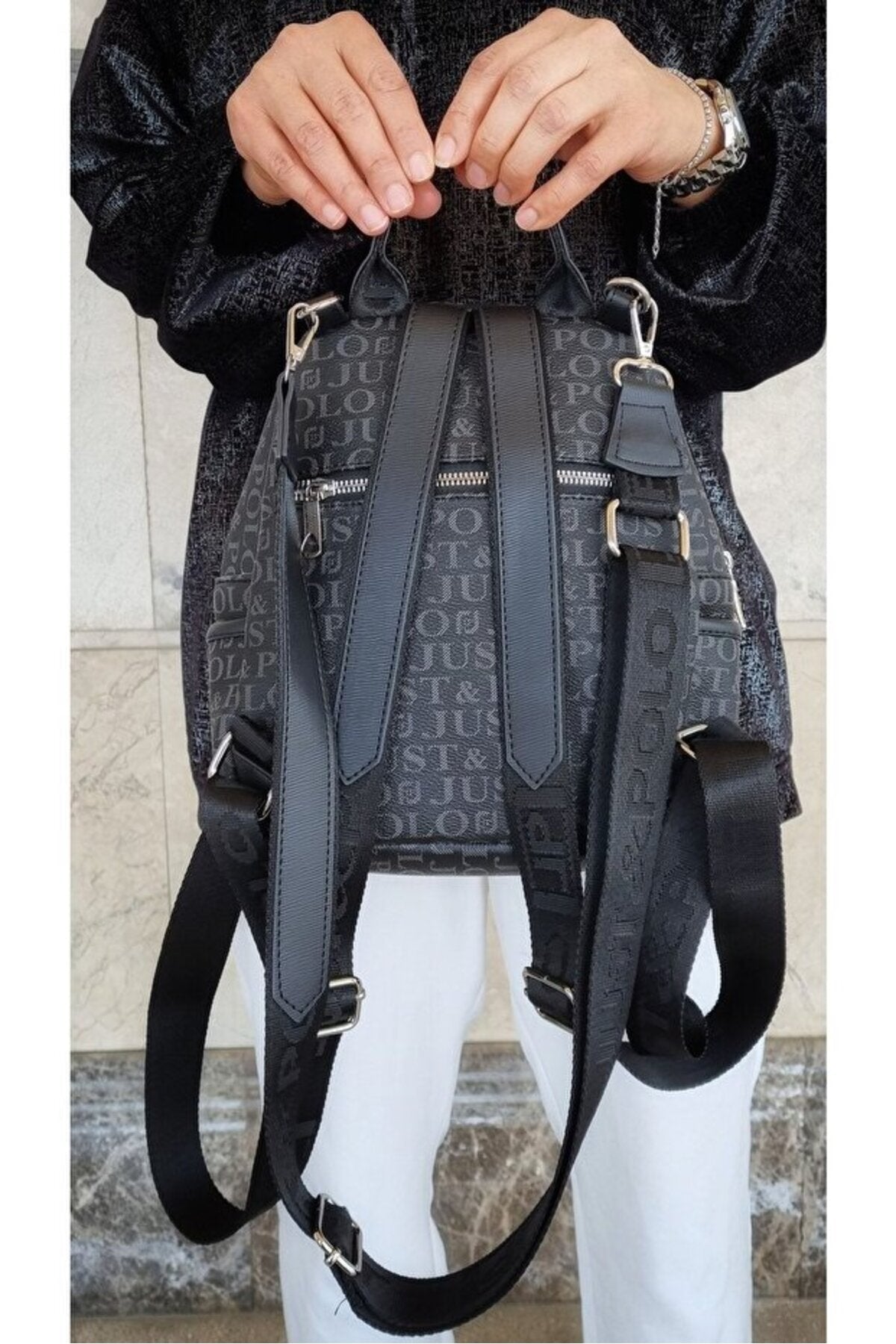 Kadın Monogram Baskılı Sırt Ve Omuz Çantası Günlük Kullanım Ve Omuz Çantası - Kurtuluş Çanta