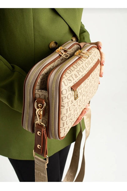 Kadın Suya Dayanıklı Baskı Desenli 5 Bölmeli Postacı Omuz Çantası - Kurtuluş Çanta