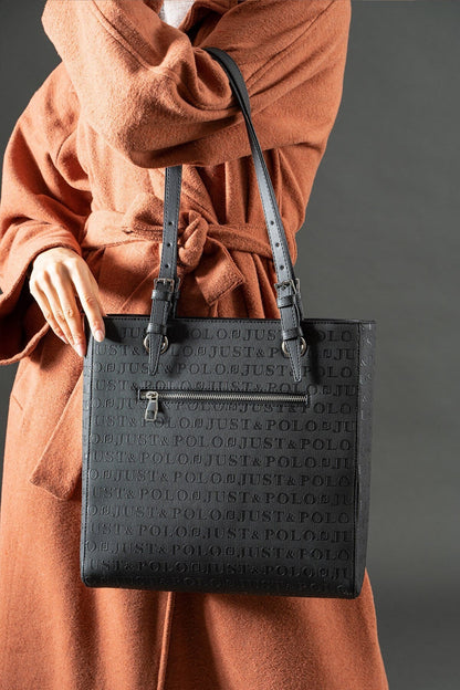 Siyah Just Polo Kadın Yeni Sezon 3 Bölmeli El ve Omuz Çantası ve Cüzdan Kombini TR7064 - Kurtuluş Çanta