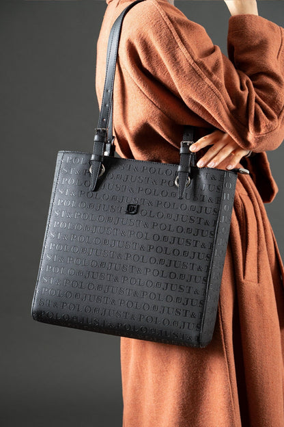 Siyah Just Polo Kadın Yeni Sezon 3 Bölmeli El ve Omuz Çantası ve Cüzdan Kombini TR7064 - Kurtuluş Çanta